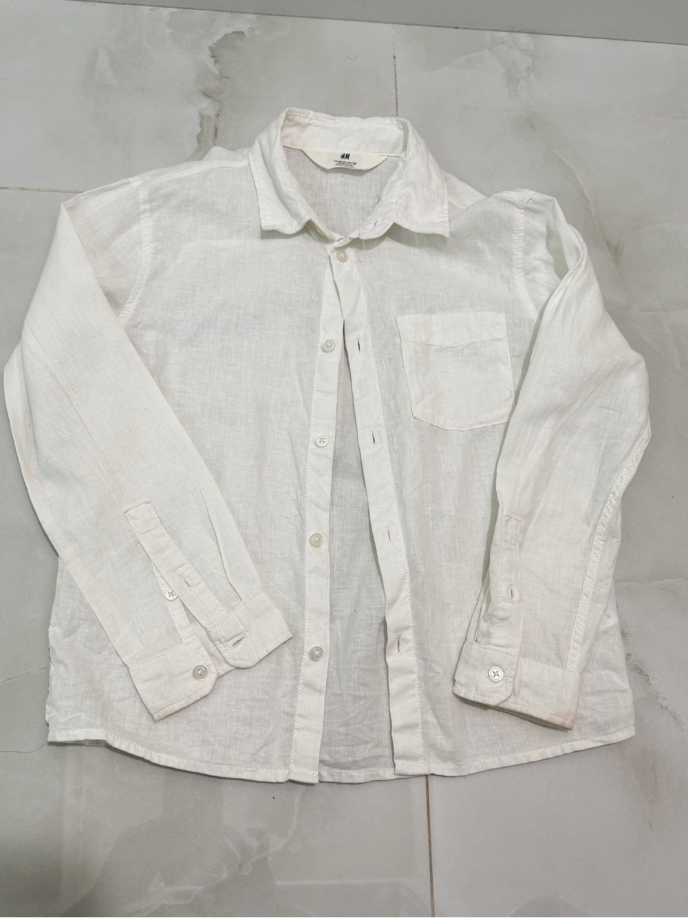 H&M Off-White Linen Casual Button-Down Shirt